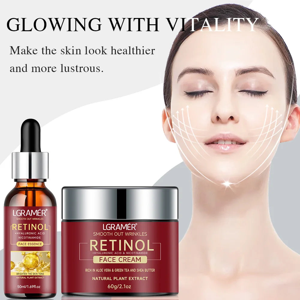 Serum Retinol + Cream Face Combo - Lifting Firming Moisturizing Anti-Aging