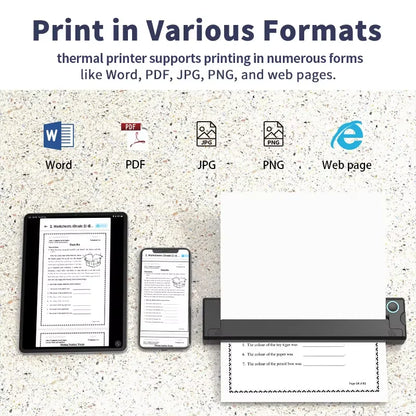 A4 Portable Inkless Bluetooth Thermal Printer - PDF Desk Tattoo Memo