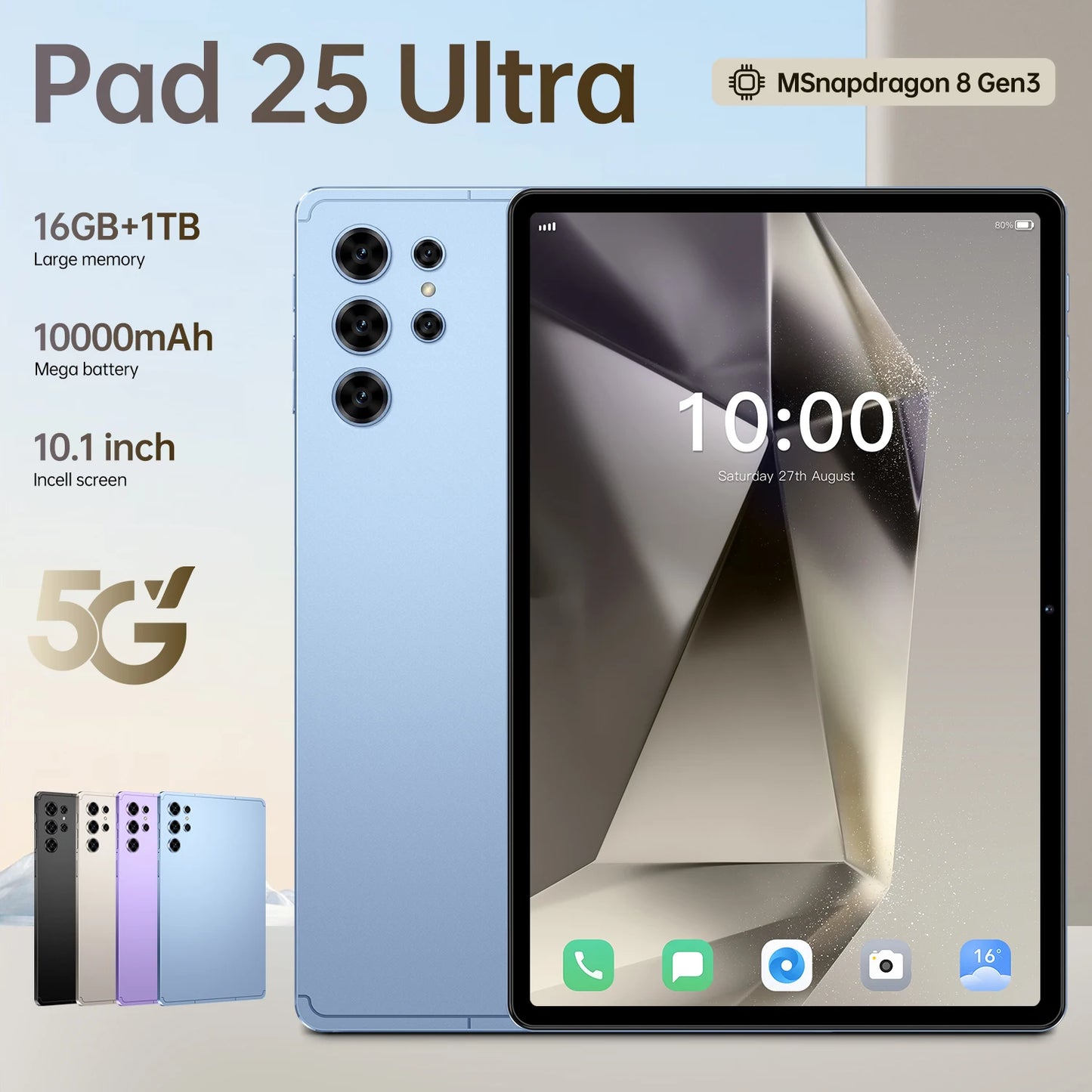 Tablet Pad 25 Ultra 2025 Snapdragon 8 Gen3 Android 15 16GB+1TB 5G - 10000mAh