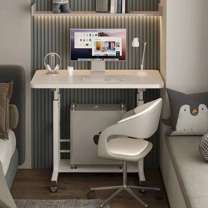 Adjustable Rolling Laptop Desk - Portable Bedside Lifting Computer Table