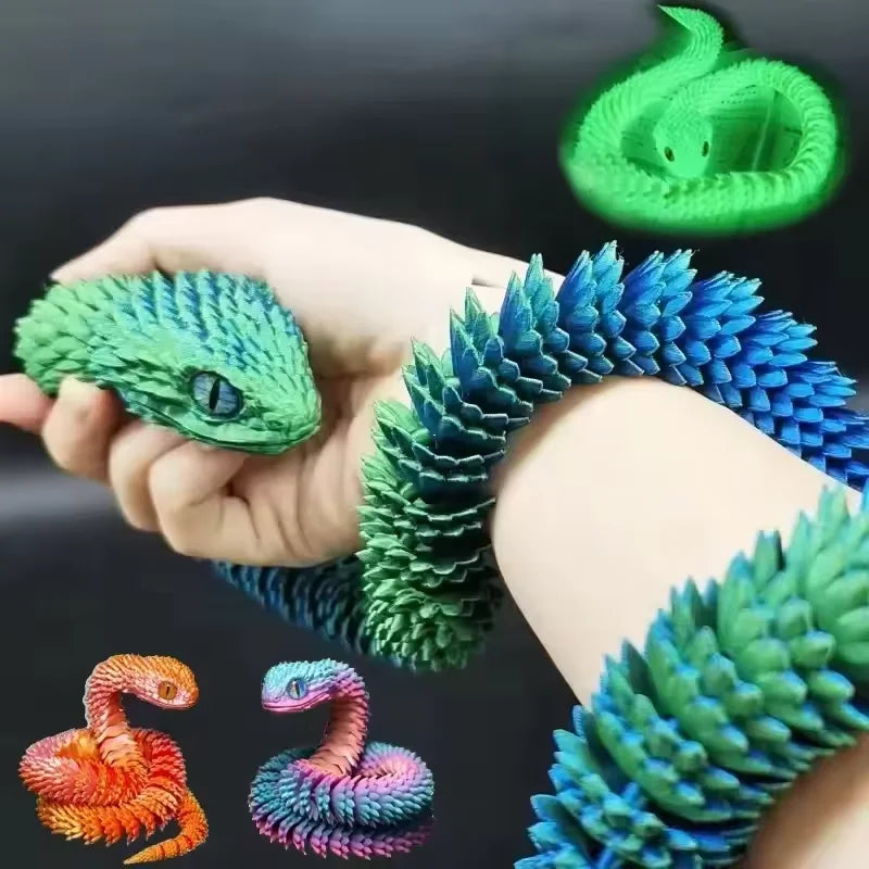 3D Printed Snake Fidget Toy – Movable Joint Figurine
