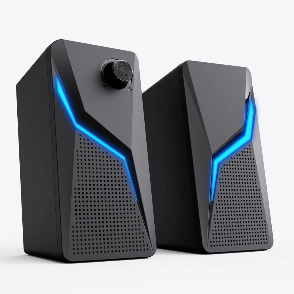RGB LED Gaming Speaker - USB Wired Stereo HIFI Mic Bass