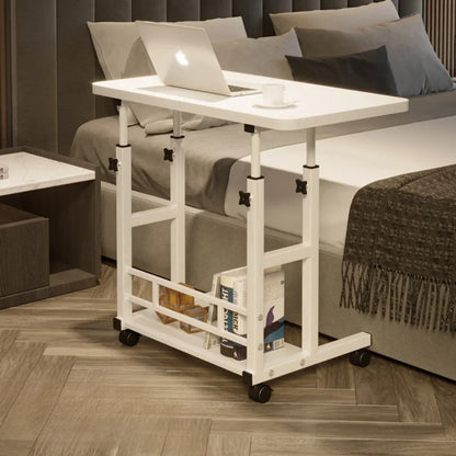 Adjustable Rolling Laptop Desk - Portable Bedside Lifting Computer Table