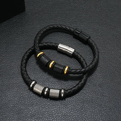 Men's Genuine Leather Magnetic Bracelet - Bangle Punk Cable Gift