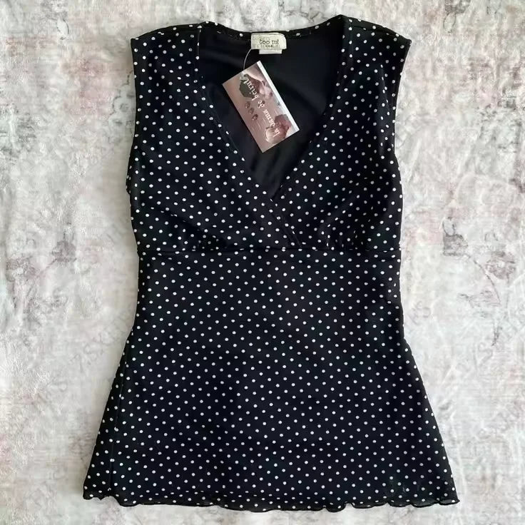 T-Shirt Women's Harajuku Y2K Polka Dot Pink Vintage - Crop Top Kawaii 2000s