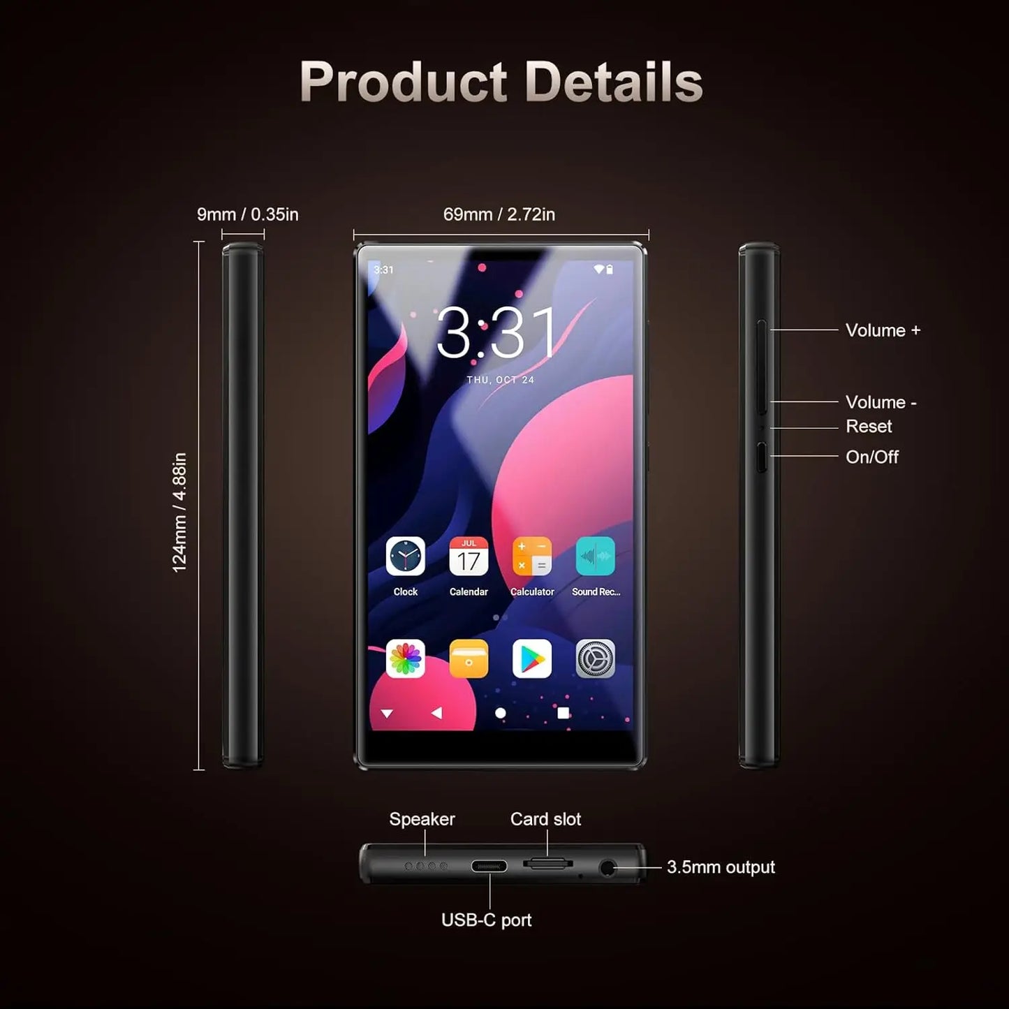 Android MP3/MP4 Player 13 - Screen 5" Touchscreen 96GB Bluetooth WiFi