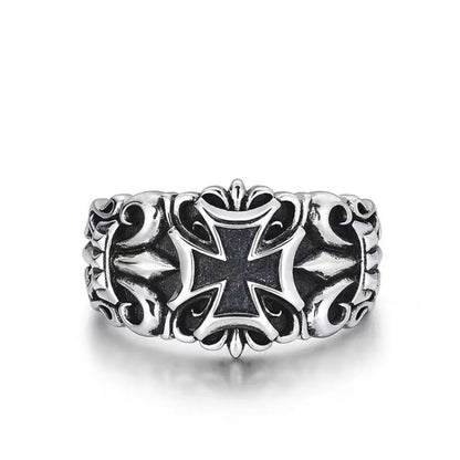 Large Punk Cross Ring Adjustable Men's - Gothic Retro Street Jewelry