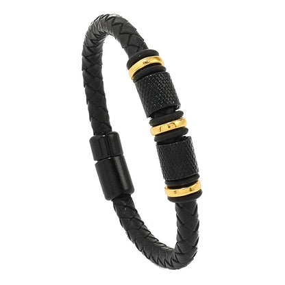 Men's Genuine Leather Magnetic Bracelet - Bangle Punk Cable Gift