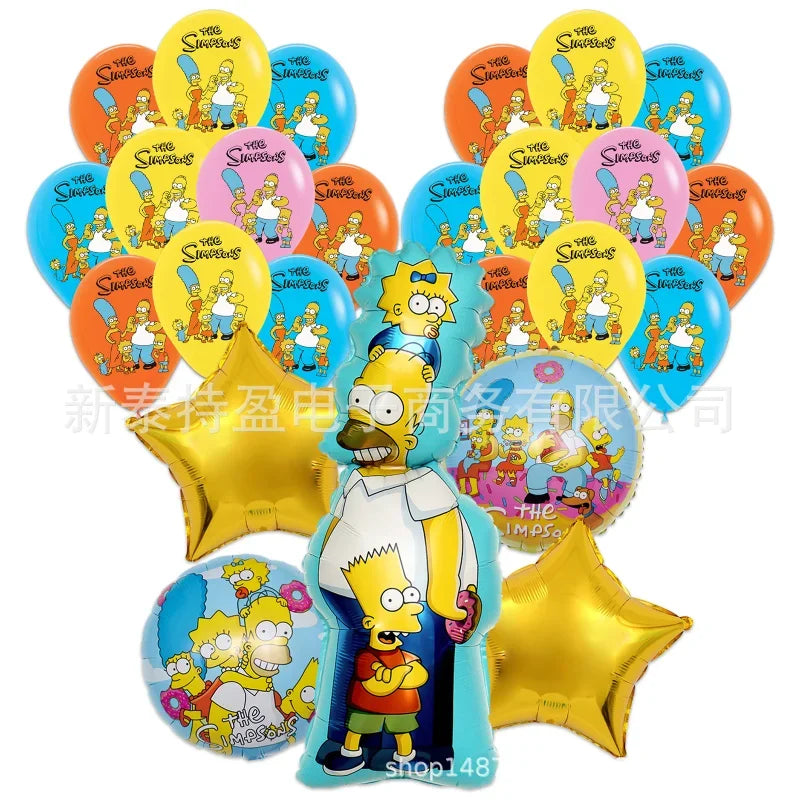 Simpsons Party Balloons Birthday Kids - Latex Foil Home Decor