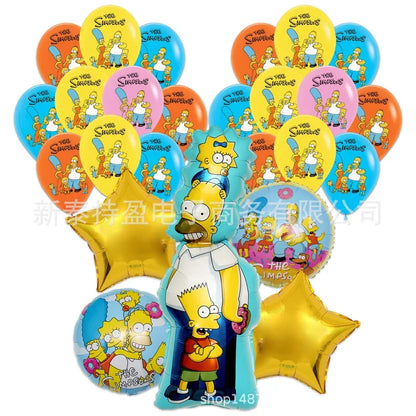 Simpsons Party Balloons Birthday Kids - Latex Foil Home Decor