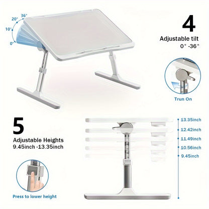 Foldable Laptop Table Height Adjustable - Ergonomic Desk with Storage