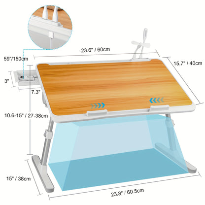 Foldable Laptop Table Height Adjustable - Ergonomic Desk with Storage