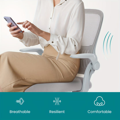 Ergonomic Mesh Office Chair on Wheels - Lumbar Support Armrests Rotating
