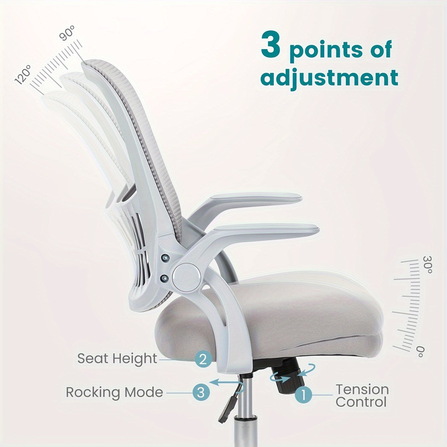 Ergonomic Mesh Office Chair on Wheels - Lumbar Support Armrests Rotating