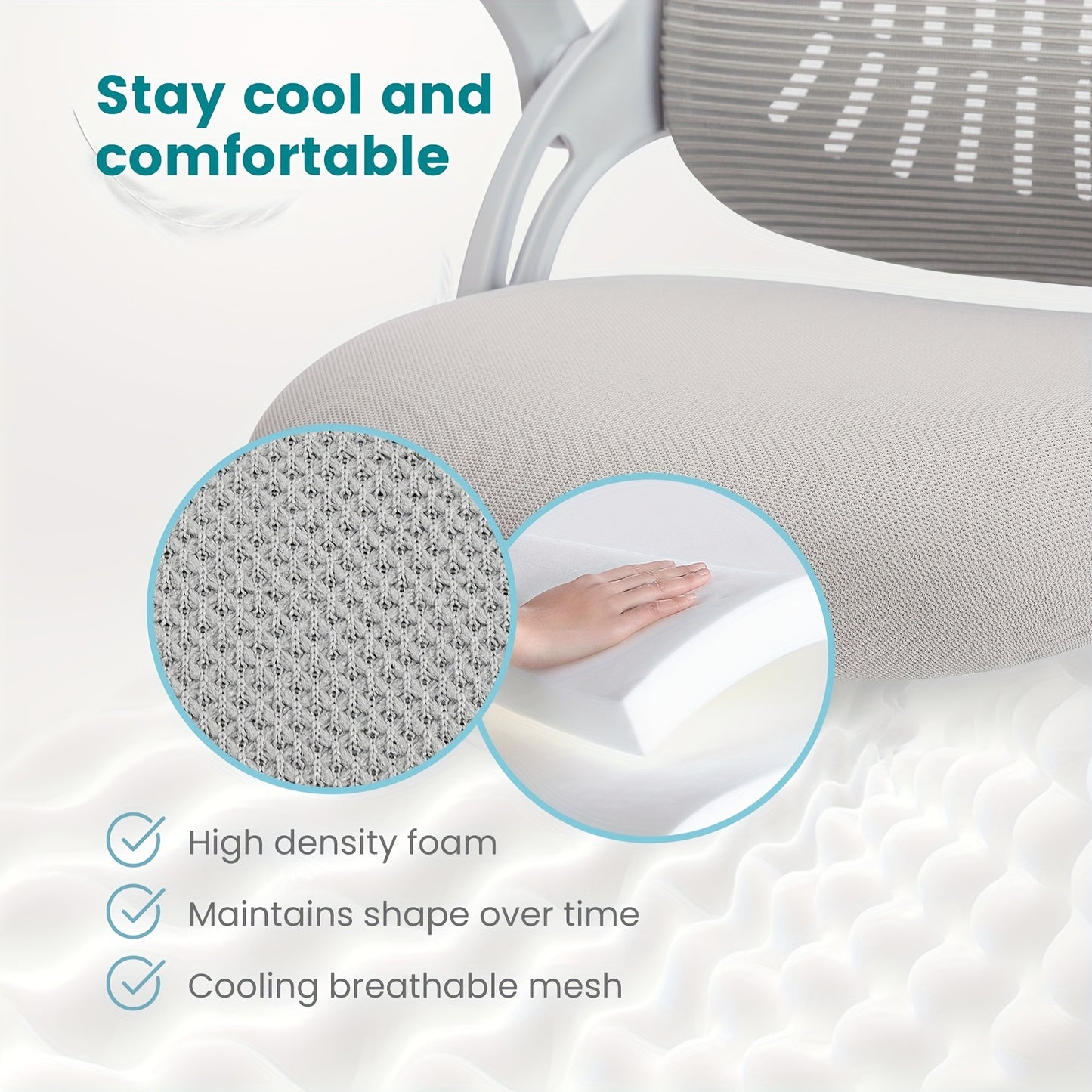 Ergonomic Mesh Office Chair on Wheels - Lumbar Support Armrests Rotating