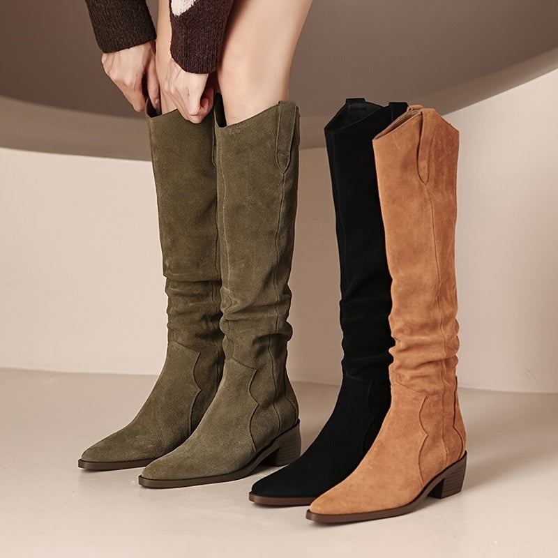 Boots Cowboy Vintage Women's - Heels Thick Mid-Calf Western Style