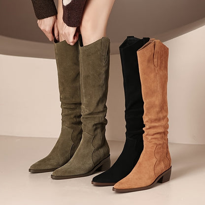 Boots Cowboy Vintage Women's - Heels Thick Mid-Calf Western Style